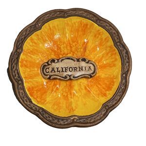 Treasure Craft Vintage 60s California Souvenir Clay Pottery Dish Ashtray Orange